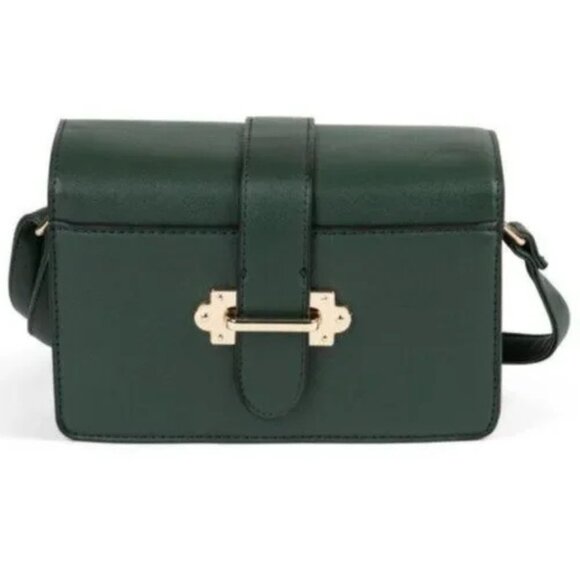 Red Dress Boutique Handbags - Deep Forest Green Vegan Leather Crossbody Satchel with Clasp